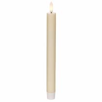 Product ProductNameCream White Real Wax LED Taper Candles, 24 cm, Warm White Light, Six Hour Timer, Set of 2/ProductName
ProductDescription<h2>LED Taper Candles for Indoor Table and Home Decor</h2>
<p>This set contains two cream white LED taper candles made from