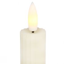 Product LED Pillar Candles with Timer Grooved Candles Cream 24.5cm 4pcs