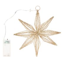 Product LED Wire Star Decoration with 20 Warm White LEDs, 22cm, Indoor Hanging Ornament