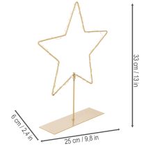 Product Metal Star Table Decoration with 50 LED Lights, Battery-Powered for Indoor Use, 33 cm, Gold