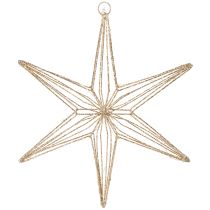 Product LED Wire Star Ornament, Gold, 32cm, Indoor Hanging Decoration