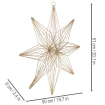 Product LED Wire Hanging Star Decoration, Battery-Powered, 51 cm, Gold, Indoor Use