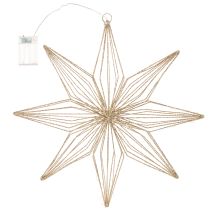 Product LED Wire Hanging Star Decoration, Battery-Powered, 51 cm, Gold, Indoor Use