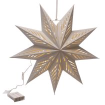 Product LED Hanging Paper Star Decoration, Warm White, 38cm, Indoor Use
