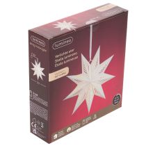Product LED Hanging Paper Star Decoration, Warm White, 38cm, Indoor Use