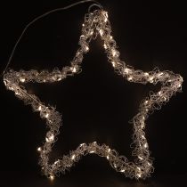 Product LED star for hanging silver metal 70 LED warm white Ø25cm