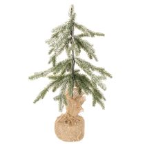 Product 50cm Snow-Dusted Artificial Christmas Tree with Warm White LEDs and Burlap Base for Indoor Use