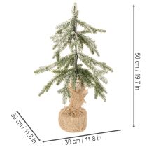 Product 50cm Snow-Dusted Artificial Christmas Tree with Warm White LEDs and Burlap Base for Indoor Use