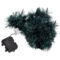 Product Tinsel Christmas Garland with 60 Warm White LEDs and Timer - 3m