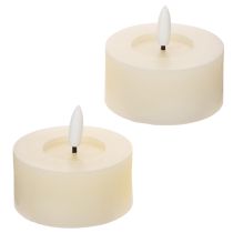 Product LED Tealight Set of 2 with Real Wax, Warm White Flicker Effect, Timer, 7 cm Diameter
