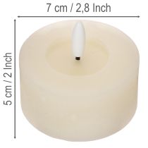 Product LED Tealight Set of 2 with Real Wax, Warm White Flicker Effect, Timer, 7 cm Diameter