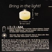 Product LED Tealight Set of 2 with Real Wax, Warm White Flicker Effect, Timer, 7 cm Diameter