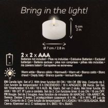 Product LED XL Tealight White Real Wax with Timer Warm White 6cm 2pcs