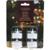 Product Flame Effect LED Tea Lights Artificial Candles with Timer Warm White Ø3.6cm Set of 4