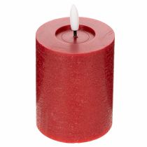 Product Red Real Wax LED Pillar Candle with 6 Hour Timer, 12 cm