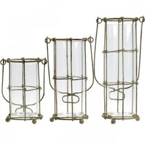 Product Lantern garden, metal lantern Ø8.5cm H23/18.5/14.5cm set of 3