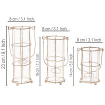 Product Lantern garden, metal lantern Ø8.5cm H23/18.5/14.5cm set of 3