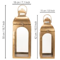 Product Lantern metal glass metal brass look H50cm set of 2