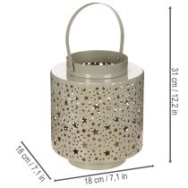 Product Green Metal Lantern with Star Pattern 31cm