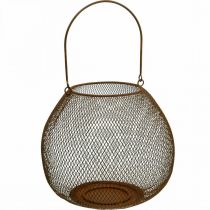 Product Decorative lantern with handle metal rust look Ø26cm H22cm