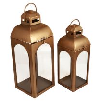 Product Lantern metal glass metal brass look H50cm set of 2