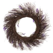 Product Artificial lavender wreath for spring, door decoration, decorative wreath for entrance area, 60cm