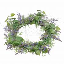 Product Mediterranean lavender wreath Ø50cm, artificial flower wreath with lavender and rosemary