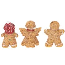 Product Decorative Artificial Gingerbread Figures Set of 3 – 8 cm, Brown, Red, White
