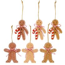Product Gingerbread man decoration for hanging wood fiber assorted 8cm 12pcs