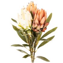 Product Artificial Protea Leucadendron Flower with Long Stem 65cm, Set of 3 in Cream, Yellow, and Orange