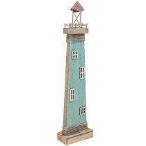 Product Lighthouse Antique Look Maritime Table Decoration Wood Blue 40.5cm