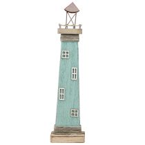 Product Lighthouse Antique Look Maritime Table Decoration Wood Blue 40.5cm