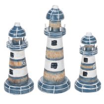 Product Lighthouse decoration, maritime style, for living room and terrace, 20cm, set of 3.