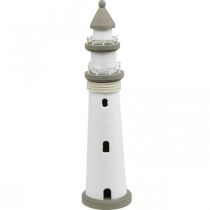 Lighthouse wooden decoration maritime white, brown Ø12cm H48cm