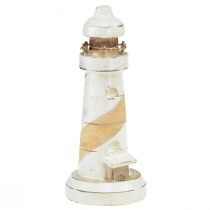 Product Lighthouse made of wood natural white table decoration Ø7.5cm H19cm