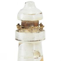 Product Lighthouse made of wood natural white table decoration Ø7.5cm H19cm