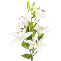 Product Lily Artificial Flower Branch with 6 White Blooms and Realistic Design, 66cm