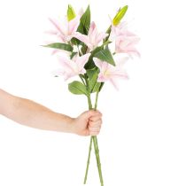 Product Artificial Lily Stems 68cm Pink and Green Set of 3