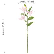 Product Artificial Lily Stems 68cm Pink and Green Set of 3
