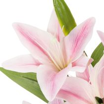 Product Artificial Lily Stems 68cm Pink and Green Set of 3