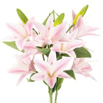 Product Artificial Lily Stems 68cm Pink and Green Set of 3