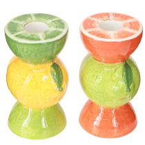 Product Lime and lemon decorative candle holder ceramic H10.5cm 2pcs