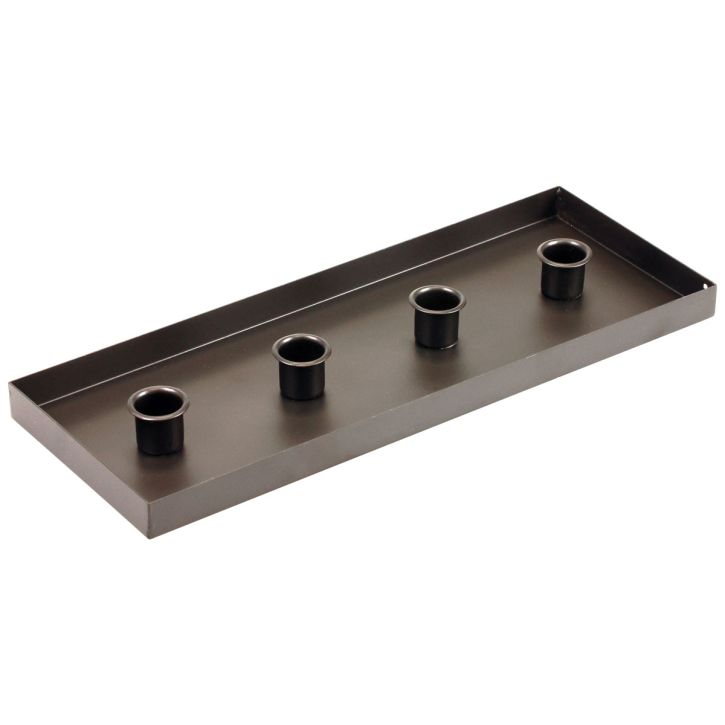Candle holder metal black candle tray 35x13x2cm