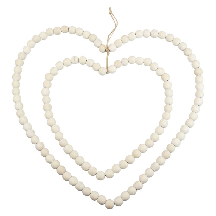 Loop decorative ring heart made of wooden beads hanging decoration 38×40.5cm