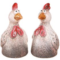 Product Funny Decorative Chicken Ceramic Decoration Figure Easter 10.5cm 4 Pcs