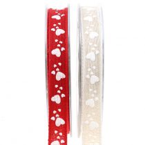 Decorative ribbon with hearts 15mm 15m