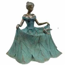 Bird bath garden figure girl in flower dress H33.5cm