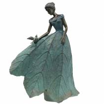 Garden figure girl in flower dress bronze/green H52.5cm