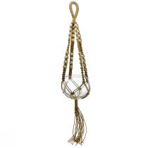 Macrame hanging basket glass vase round hanging decoration Ø13cm H75cm