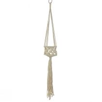 Product Macrame hanging decoration cream in boho style Ø12cm H79cm